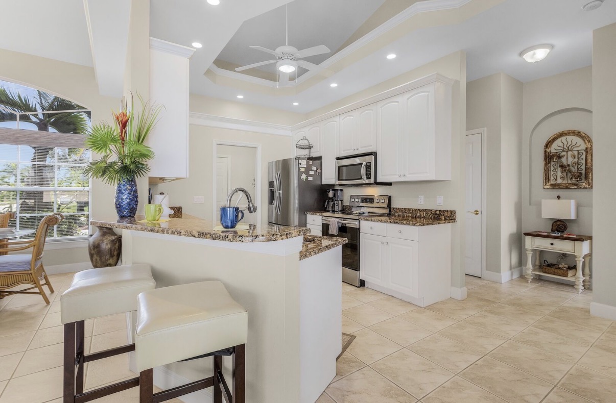 Kitchen with island at the Cape Coral home